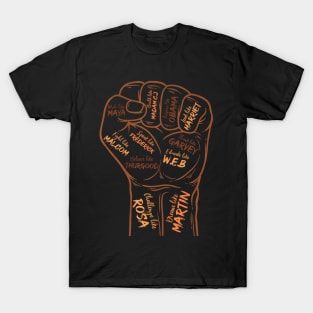 Power Fist Hand Inspiring Black Leaders Black History Month T-Shirt